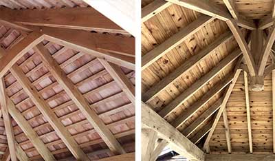 The differnce made by boarding the roof of your oak gazebo